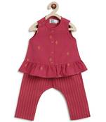 Red jacquard cotton co ord set