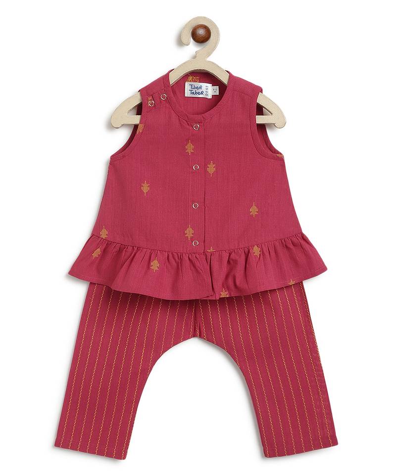 Red jacquard cotton co ord set