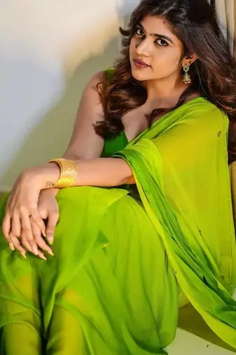 Parrot Geen Color Handwork Khatali Work Georgette Saree