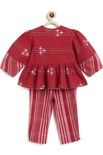 Maroon jacquard cotton co ord set