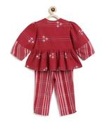 Maroon jacquard cotton co ord set