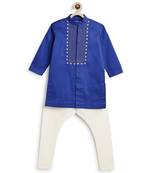 Blue embroidered cotton kurta set