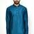 Elegant teal blue raw silk short kurta with pants