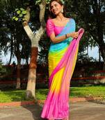 Pink Color Handwork Khatali Work Georgette Saree