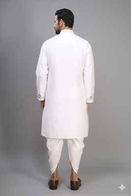 off white silk kurta patiala with thread embroidery 3