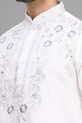off white silk kurta patiala with thread embroidery 4