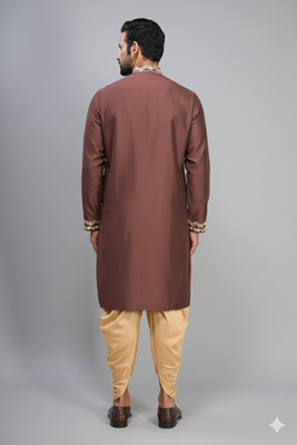 brown silk kurta patiala with heavy embroidery 2