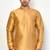 Elegant occasion wear gold raw silk short kurta with pants