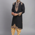 black embroidery work silk men’s kurta patiala set