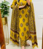 WOMEN PURE COTTON HANDBLOCK PRINT STARIGHT KURTA WITH PANT AND DUPATTA 
