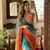 Orange Color embroidery sequence work sartin  Saree