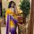 Purple Color embroidery sequence work sartin  Saree