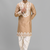 beige embroidered silk men’s kurta patiala set