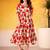 Lovable Red Floral Printed Silk Office Wear Dress