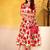 Lovable Red Floral Printed Silk Office Wear Dress