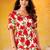 Lovable Red Floral Printed Silk Office Wear Dress