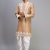 beige embroidered silk men’s kurta patiala set