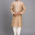 fawn embroidered silk men’s kurta patiala set
