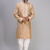 fawn embroidered silk men’s kurta patiala set