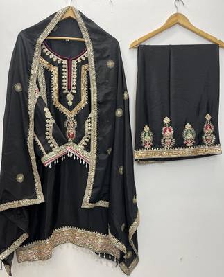 Black color chinnon silk party wear trending plazo set 3
