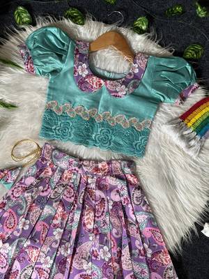 kids soft silk zari weaving lehenga choli set 5