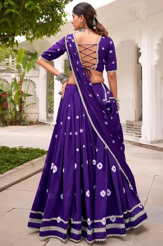 Fantastic Purple Bandhej Printed Chanderi Festive Wear Lehenga Choli