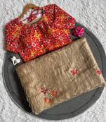 Chiku color handwork  rich pallu butterfly patola butta  silk saree