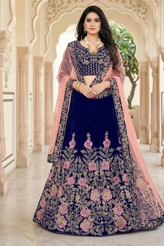 PINK SIMMIR SILK PARTY WEAR EMBROIDERY CROP TOP  WITH BLOUSE LEHENGA CHOLI