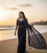 Blue Color  handwork Georgette Saree 