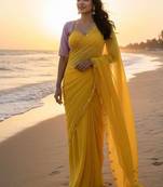 Yelow  Color  handwork Georgette Saree 