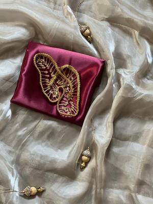 Cream Color Moti Hevy Handwork Lace  Work Silk Saree 4