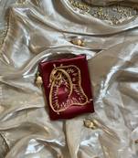 Cream Color Moti Hevy Handwork Lace  Work Silk Saree