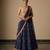navy blue embroidered raw silk lehenga set