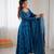 Peacock Blue Fandy Silk Anarkali Gown Set with Cording & Sequence Work