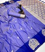Purple soft silk saree with zari weaving & rajhans motifs