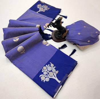 Purple soft silk saree with zari weaving & floral motifs 2