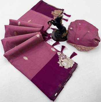 Wine soft silk saree with zari weaving & rajhans motifs 2
