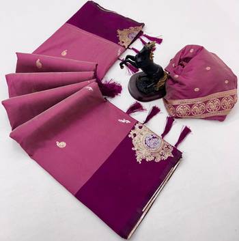 Wine soft silk saree with zari weaving & floral motifs 2