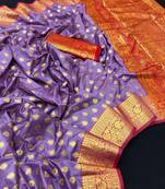 Onion pink soft banarasi silk saree with zari weaving & rich pallu