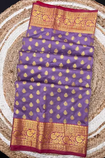 Onion pink soft banarasi silk saree with zari weaving & rich pallu