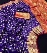Purple soft banarasi silk saree with zari weaving & rich pallu