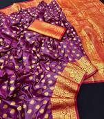 Dark onion pink soft banarasi silk saree with zari weaving & rich pallu
