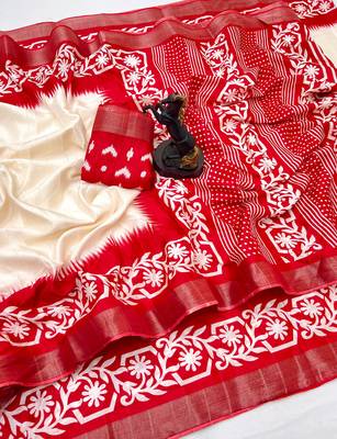 White handloom cotton silk saree with zari border & temple design pallu 2
