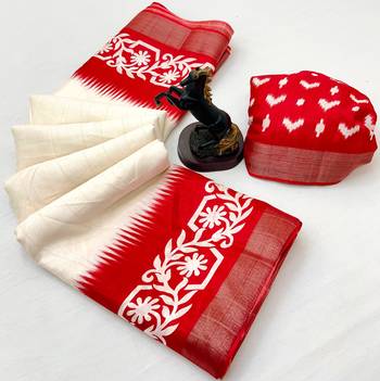 White handloom cotton silk saree with zari border & temple design pallu 4