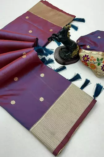 Rama green soft silk paithani saree with floral zari border & designer pallu