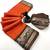 Orange spice silk saree with zari border, check design & floral pallu