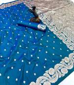 Rama green paithani banarasi silk saree with zari weaving & rich pallu