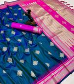 Rama green soft silk saree with kolam zari motifs & designer pallu