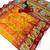 Yellow heritage spice silk saree with lady motif zari border
