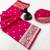 Hot pink banarasi silk saree with self weaving design & rich zari pallu